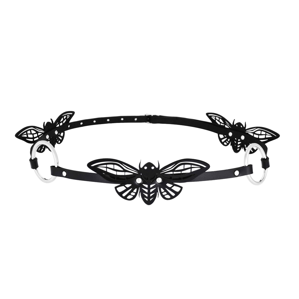 Thin belt, mini belt with butterflies, Blasted Skin