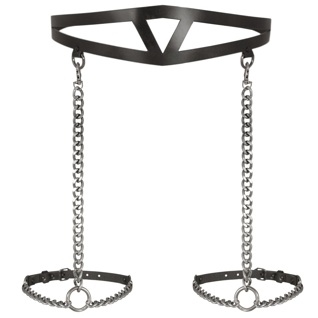 Lingerie garter set belt, Black chain belt suspenders, Blasted Skin