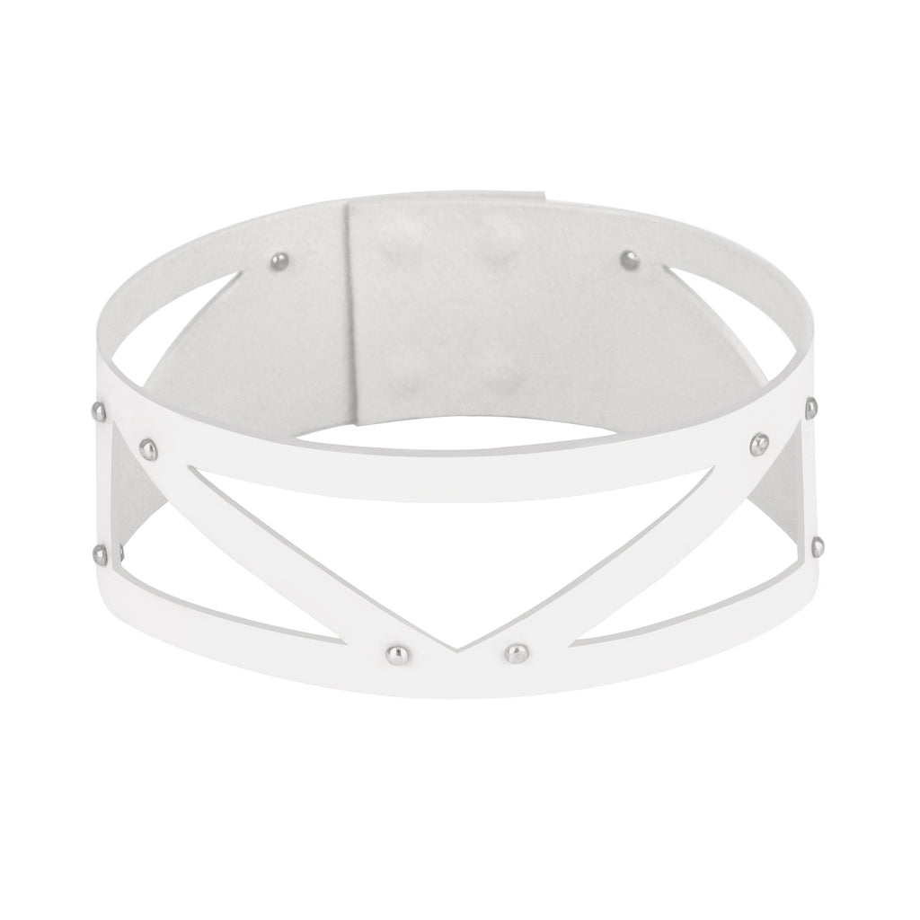 White choker with silver studs, Blasted Skin