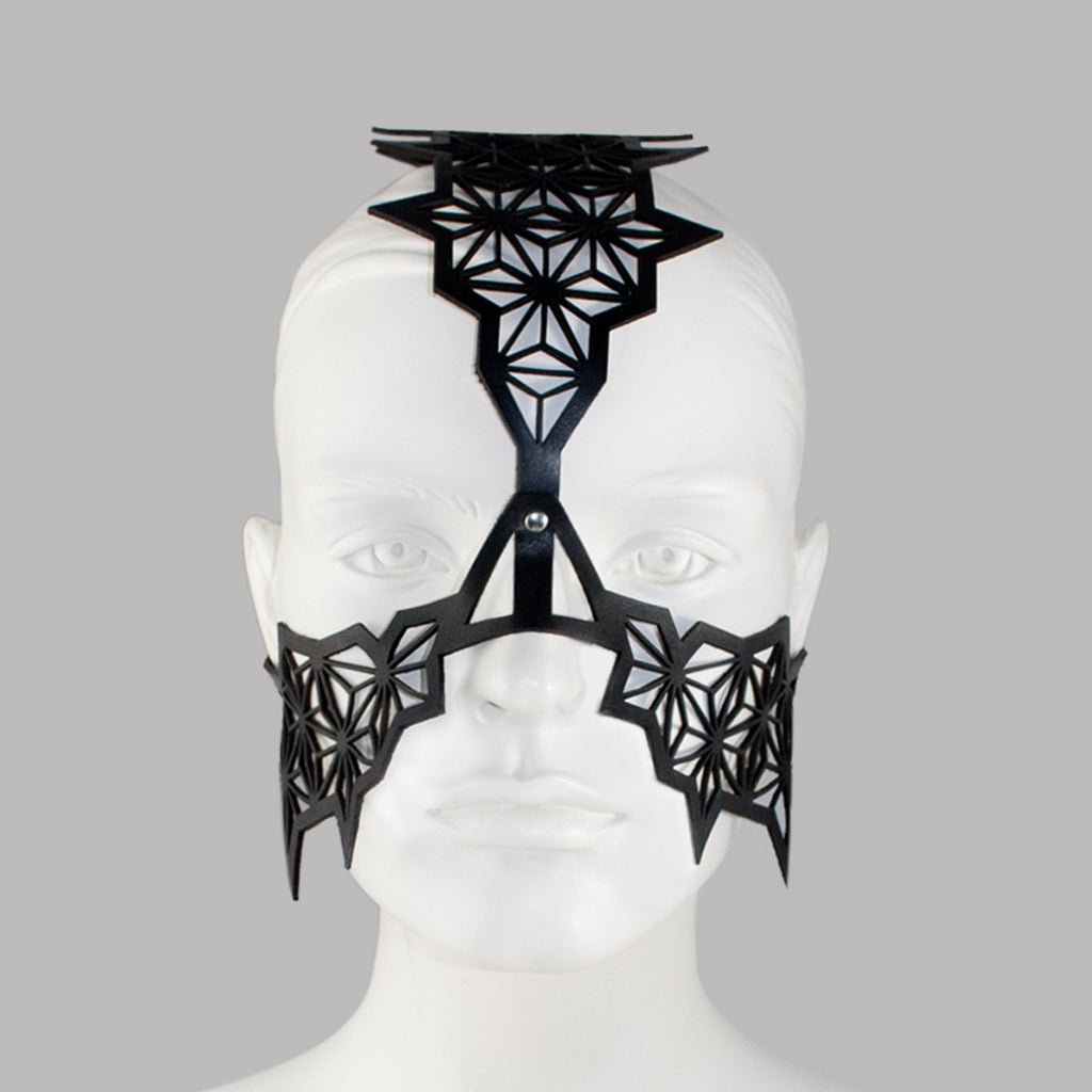 leather mask, headwear facemask, blasted skin